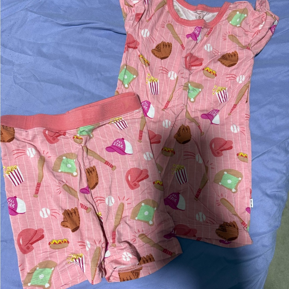Little Sleepies Pink Baseball Kids Pajama Set